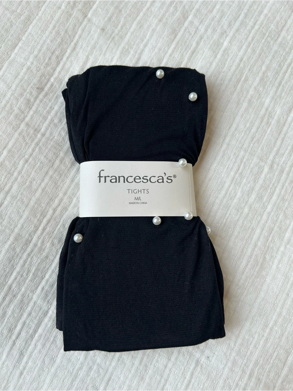 NWT Francesca’s Black Pearl Tights Size M/L🖤🤍